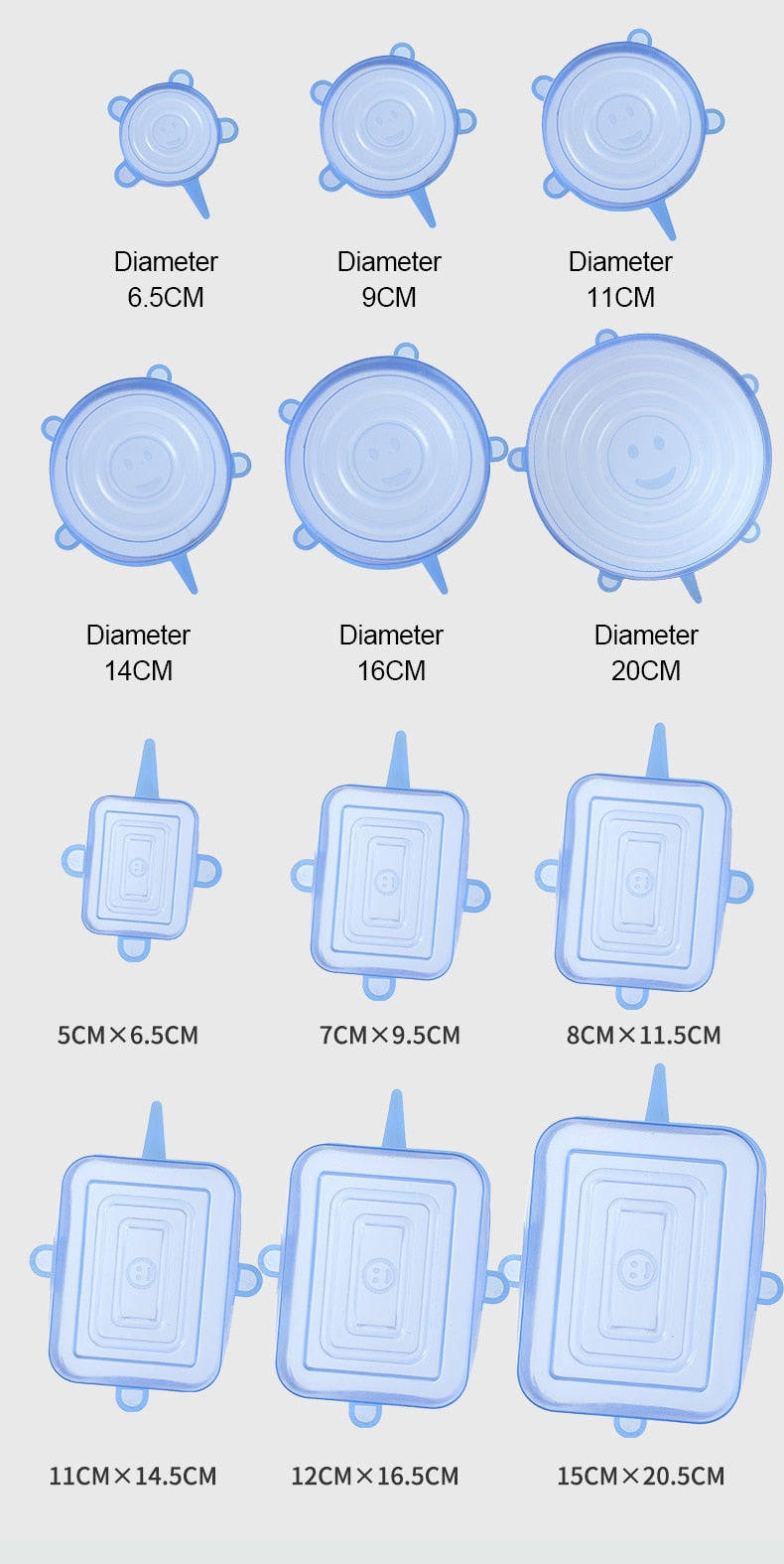 Tampas de silicone 6 peças universal- Lumixbrasil